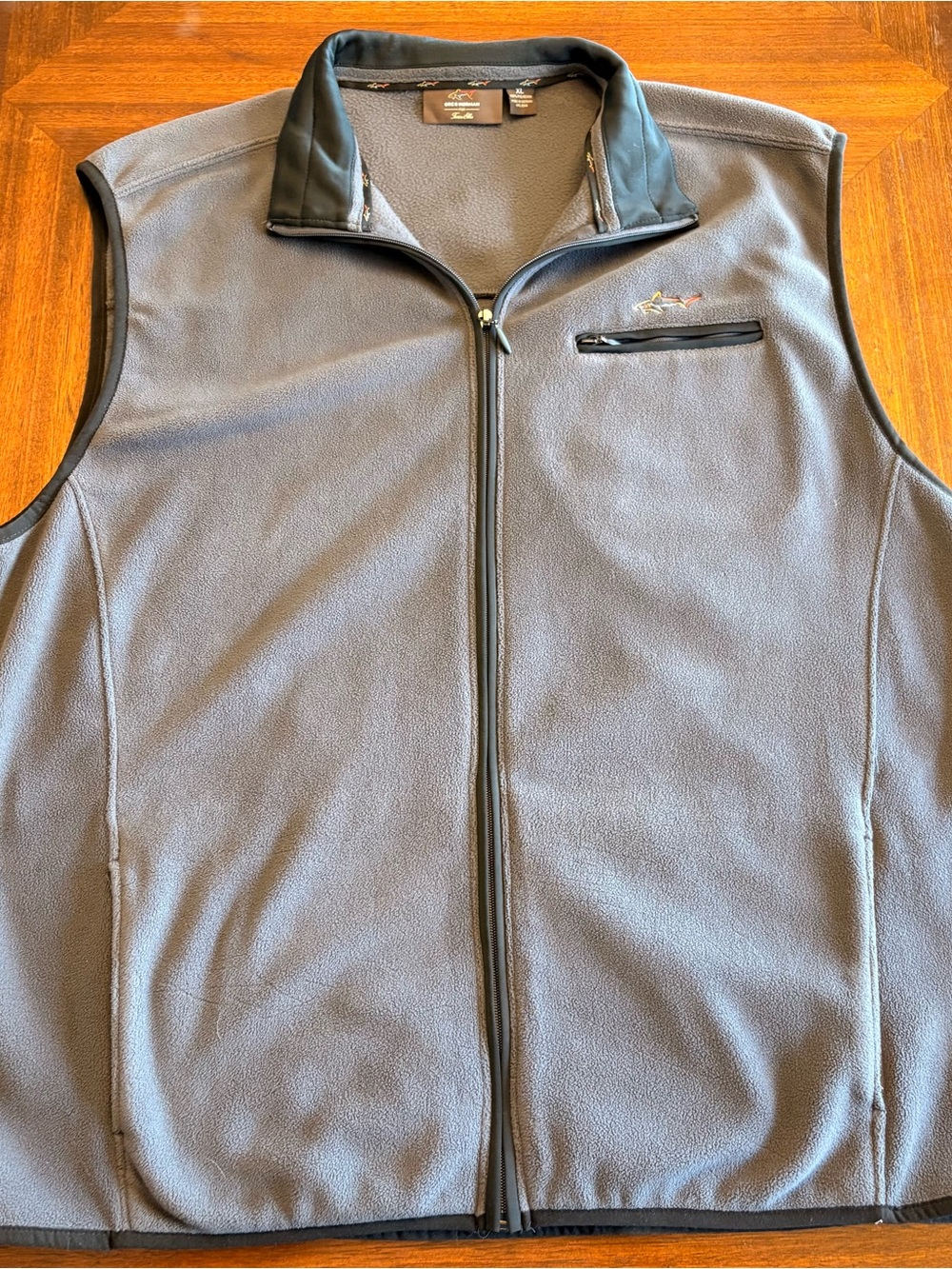 Greg Norman for Tasso Elba Fleece Golf Vest Men’s XL Gray 24.5" P2P Full Zip